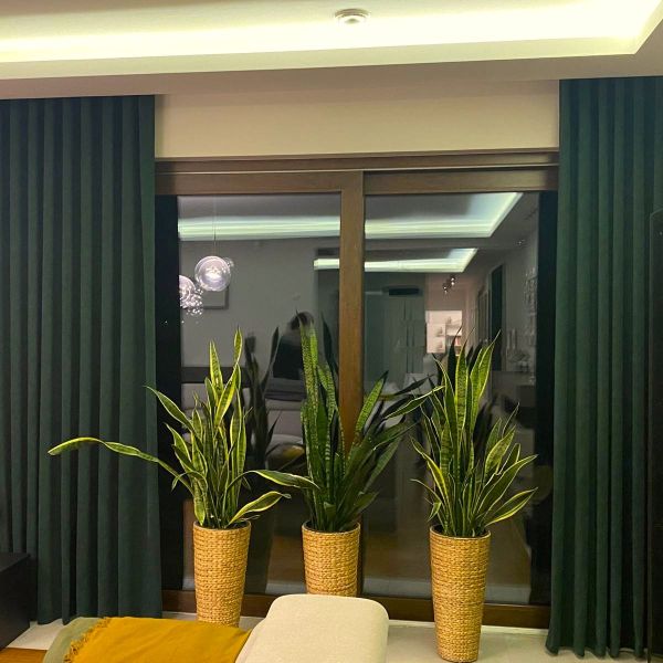 Zasłona do salonu, elegancka matowa, butelkowa zieleń